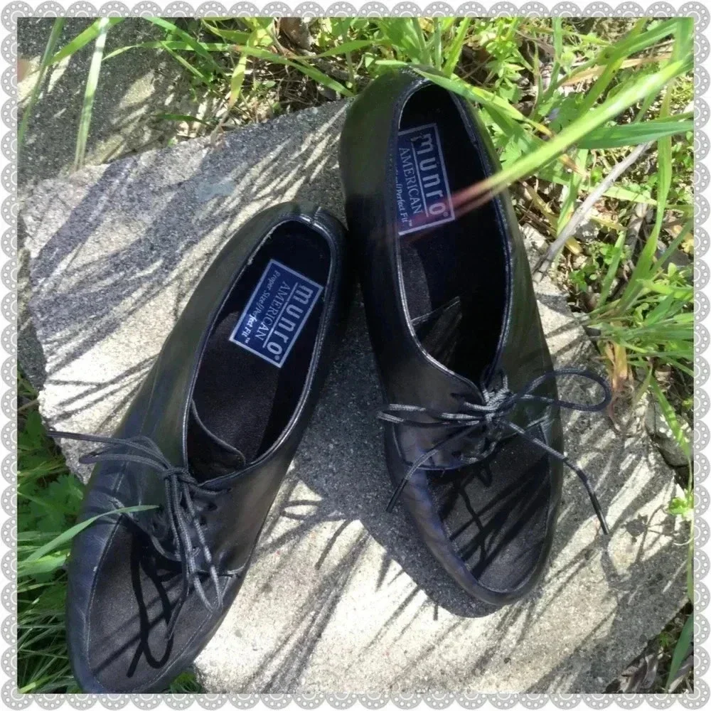 Munro | Black Leather Fur Loafers Flats Oxford Shoes